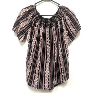 Top Shirt Striped Print Short Sleeve